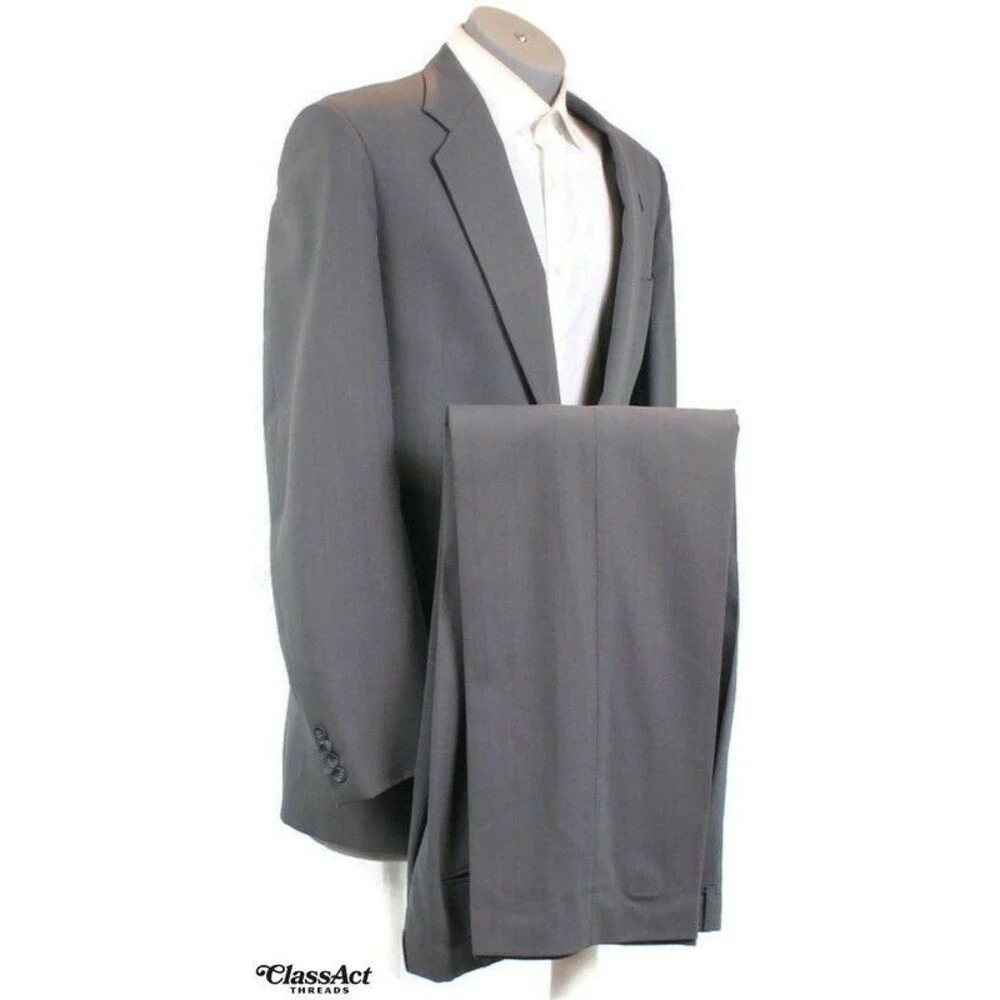 Kuppenheimer 2 Piece Suit Mens Gray Striped Wool 2 Btn 40L Pleated Fronts 36" W - Picture 1 of 9